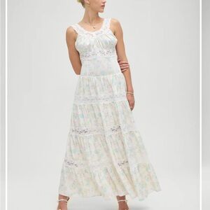 Frankie’s Bikinis Dakota Floral Satin Maxi Dress NEW WITH TAGS